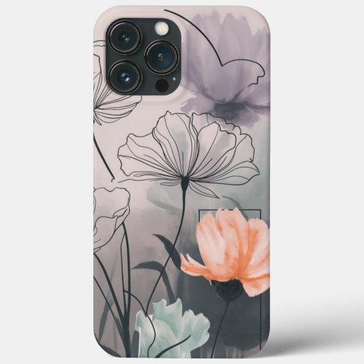 Blozen en bloeien: Pastel Inkt Bloemen Case-Mate iPhone Case (Achterkant)