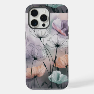 Blozen en bloeien: Pastel Inkt Bloemen iPhone 15 Pro Max Case