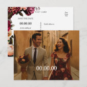 Blozen en Burgundy Aankondigingskaart (Voorkant / Achterkant)