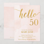 blozen en goud 50e verjaardag uitnodiging (Voorkant / Achterkant)