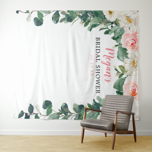 Blozen en Groene Bruiloft Feest Achtergrond Wandkleed (In Situ (horizontaal))