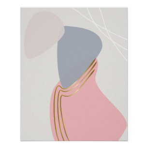 Blozen en leisteen abstract met koperen rondingen perfect poster