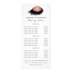 Blozen en Roze Goud Glitter Schoonheidssalon Diens Reclamekaart