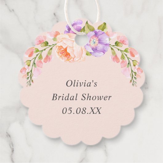 Blozen en Violet Bloei Bruiloft Feest Bedankjes Labels (Achterkant)