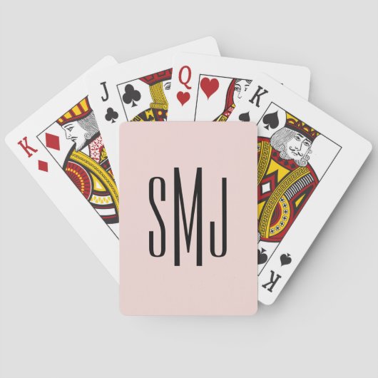 Blozen en Zwarte Drieletter Monogram Pokerkaarten (Achterkant)