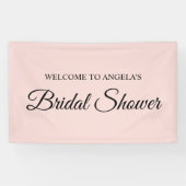 Blozen en Zwarte Elegante Script Bruiloftsfeest Spandoek (Horizontaal)