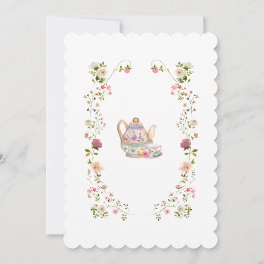 Blozen Garden Tea Party Krans Baby shower Kaart (Achterkant)