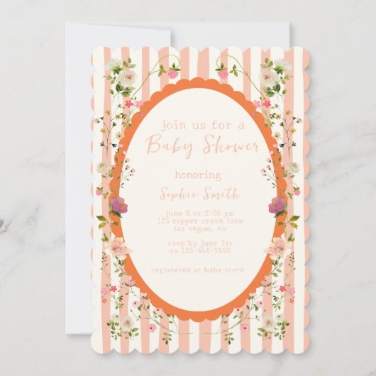 Blozen Garden Tea Party Krans Baby shower Kaart (Voorkant)