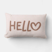 Blozen Gingham Mokka Whimsisch Hart Hallo Kussen (Voorkant)