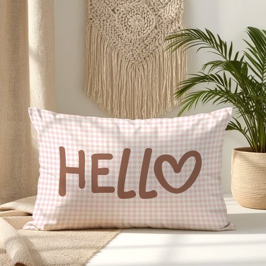 Blozen Gingham Mokka Whimsisch Hart Hallo Kussen