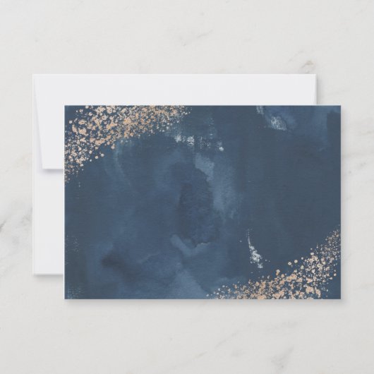 Blozen, Goud & Navy Trouw-RSVP RSVP Kaartje (Achterkant)