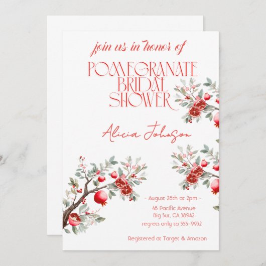 Blozen Granaatappel Branch Vrijgezellenfeest Kaart (Voorkant / Achterkant)