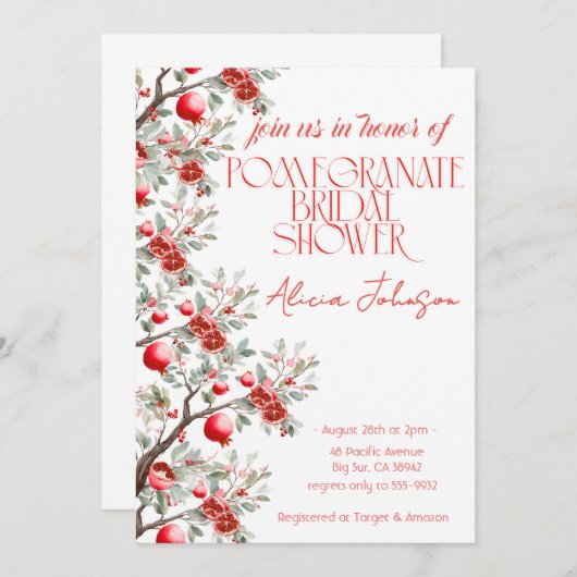 Blozen Granaatappel Branch Vrijgezellenfeest Kaart (Voorkant / Achterkant)