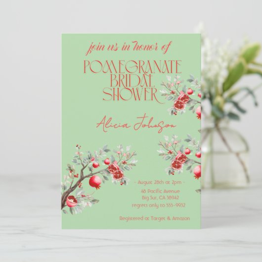 Blozen Granaatappel Branch Vrijgezellenfeest Kaart (Staand voorkant)