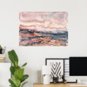 Blozen Grijs Abstract Zeelandschap Poster (Thuiskantoor)