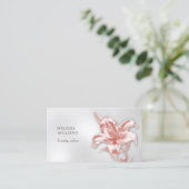 Blozen Metallic 3D Lelie Bloem Visitekaartje (Staand voorkant)