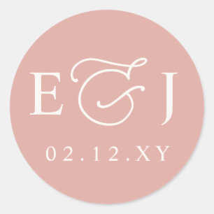 Blozen Moderne Initialen Monogram Trouw Ronde Sticker