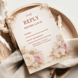 Blozen Neutraal Bloem Elegant RSVP Kaartje