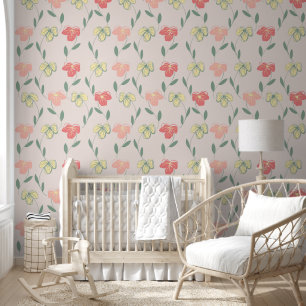 Blozen Pansy Vines Wallpaper Behang