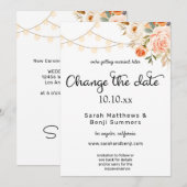 Blozen & Perzik Bloem & Lichten Wijzig de Datum Kaart (Voorkant / Achterkant)