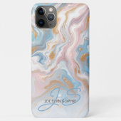 Blozen Perzik Roze Blauw Goud Marmer Kunstpatroon Case-Mate iPhone Case (Achterkant)
