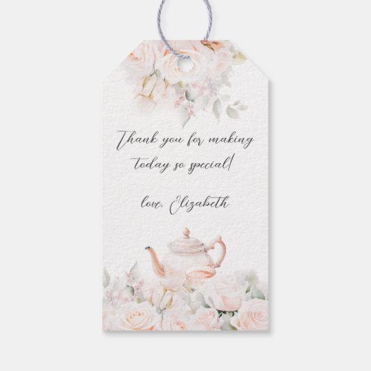 Blozen Roos Tea Party Vrijgezellenfeest Cadeaulabel (Achterkant)