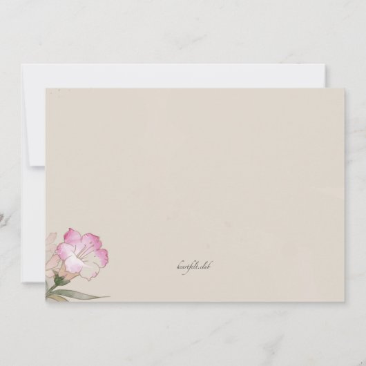 Blozen Roze Bloemen Communie uitnodiging (Achterkant)