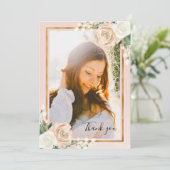 Blozen & Roze Gouden Bloemrijke Afstudeer Dankjewe Bedankkaart (Staand voorkant)