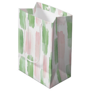 Blozen Roze Groen Witte Strepen Verjaardag Medium Cadeauzakje