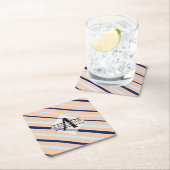 Blozen Roze Navyblauw Monogram Kartonnen Onderzetters (Insitu)