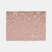 Blozen Roze Rose Goud Glitter Monogram Naam Fleece Deken (Voorkant (Horizontaal))