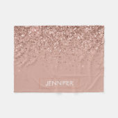 Blozen Roze Rose Goud Glitter Monogram Naam Luxe Fleece Deken (Voorkant (Horizontaal))