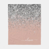 Blozen Roze Rose Goud Zilver Glitter Monogram Fleece Deken (Voorkant)
