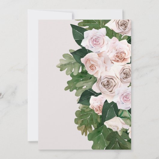 blozen rozen tropische bloemenquinceanera Uitnodig Kaart (Achterkant)