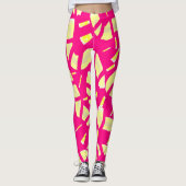 Blozen snoep roze en crème bleke citroen patterned leggings (Voorkant)