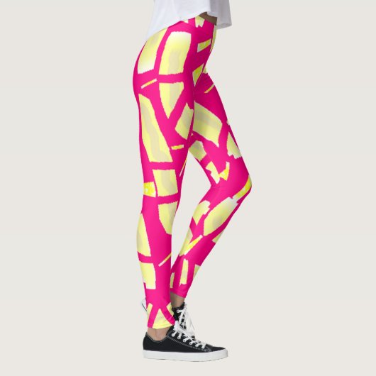 Blozen snoep roze en crème bleke citroen patterned leggings (Rechts)