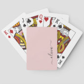 Blozen Stof Roze Moderne Script Meisjesachtig Mono Pokerkaarten (Achterkant)