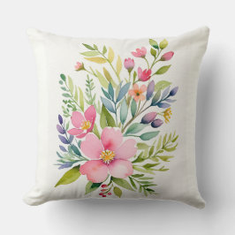 Blozen Tuin Waterverf Bloemenboeket Kussen