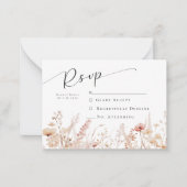Blozen Wildbloemen Bruiloft RSVP Notitiekaartje (Voorkant)