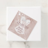 Blozen zilveren marmeren witte korset bruidsdouche bedankjes labels (In situ)