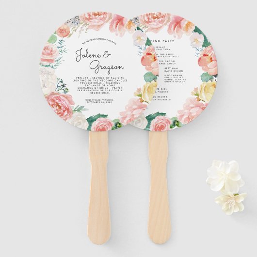 Blozen Zomer Bloemen | Trouwprogramma Hand Fan Handwaaier