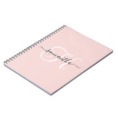 Blozen Zwart en Wit Elegant Monogram Notitieboek (Linkerzijde)