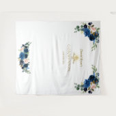 Blozend blauwe flora heilige communie photobooth r wandkleed (Voorkant (horizontaal))