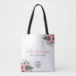 Blozend bloeiende grijze makelaar tote bag