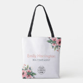 Blozend bloeiende grijze makelaar tote bag (Achterkant)