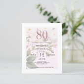 Blozend bloemig | 80e Budget Verjaardag Uitnodigin (Staand voorkant)