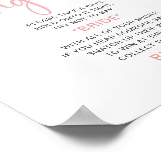 Blozend bloemig | Ring Game Vrijgezellenfeest teke Poster (Hoek)