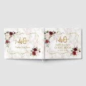 Blozend bordeauxrood bloemmotief goud 40 & Fabulou Gastenboek (Volledig)