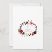 Blozend Bourgondië Bloemen Kruis Meisje Doop Kaart (Achterkant)