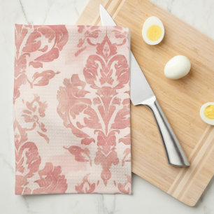 Blozend Damast Waterverf Bloem Motief Vintage Patr Theedoek